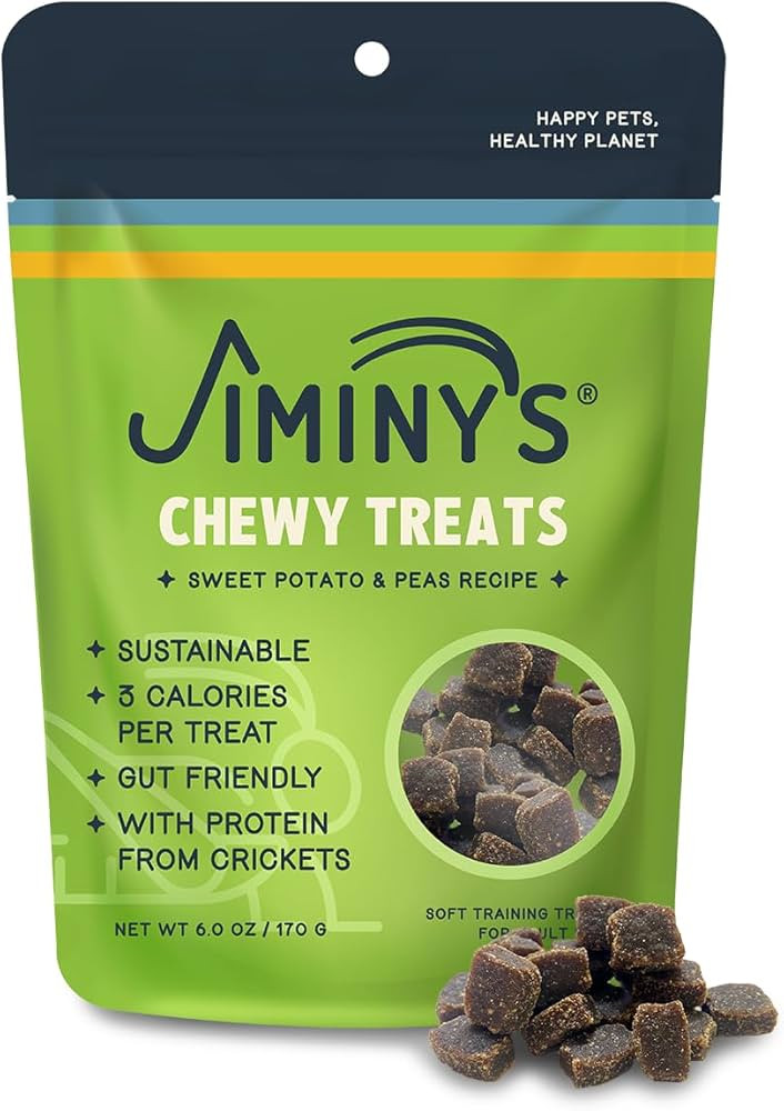 Jiminy's Chewy Cricket Dog Training Treats, Hypoallergenic, 6oz, Sweet Potato & Pea (Pack of 1) | Amazon (US)