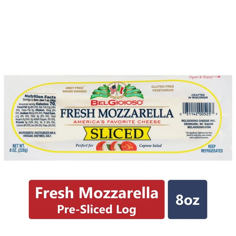 BelGioioso Fresh Mozzarella Sliced Log, 8 oz Refrigerated Plastic Packet | Walmart (US)