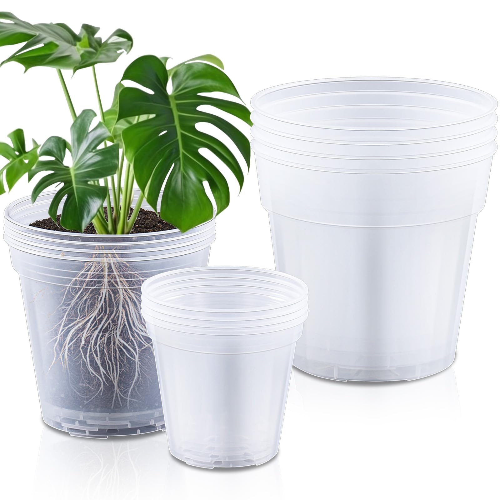 Vesici Large Size Clear Nursery Pots Variety Pack Plant Pots with Drainage Holes Planters for Ind... | Amazon (US)