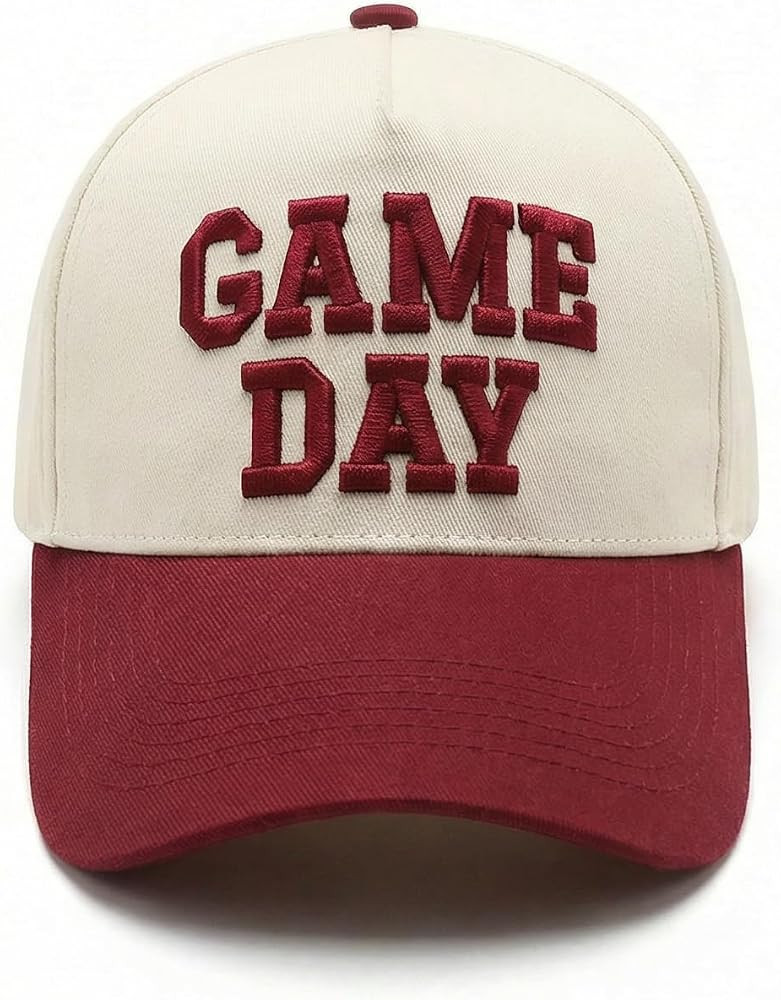 Game Day Hat Adjustable Two-Tone Baseball Cap with 3D Puff Embroidery | Amazon (US)