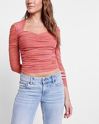 Body Contour Mesh Cropped Top With Removable Cups | Express