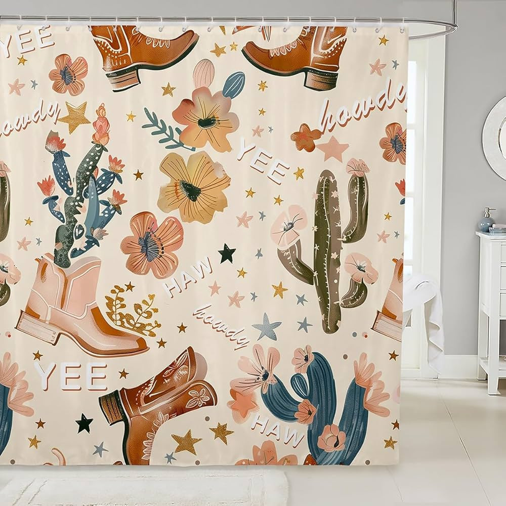 Manfei Cowboy Shower Curtains Cowboy Boots Bathroom Curtains for Kids Girls Room Decor, Wild West... | Amazon (CA)