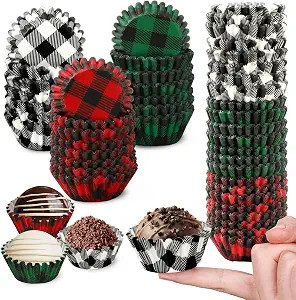 Whaline 600Pcs Christmas Cupcake Wrappers 3 Colors Buffalo Plaid Cupcake Liners Disposable Cake H... | Amazon (US)