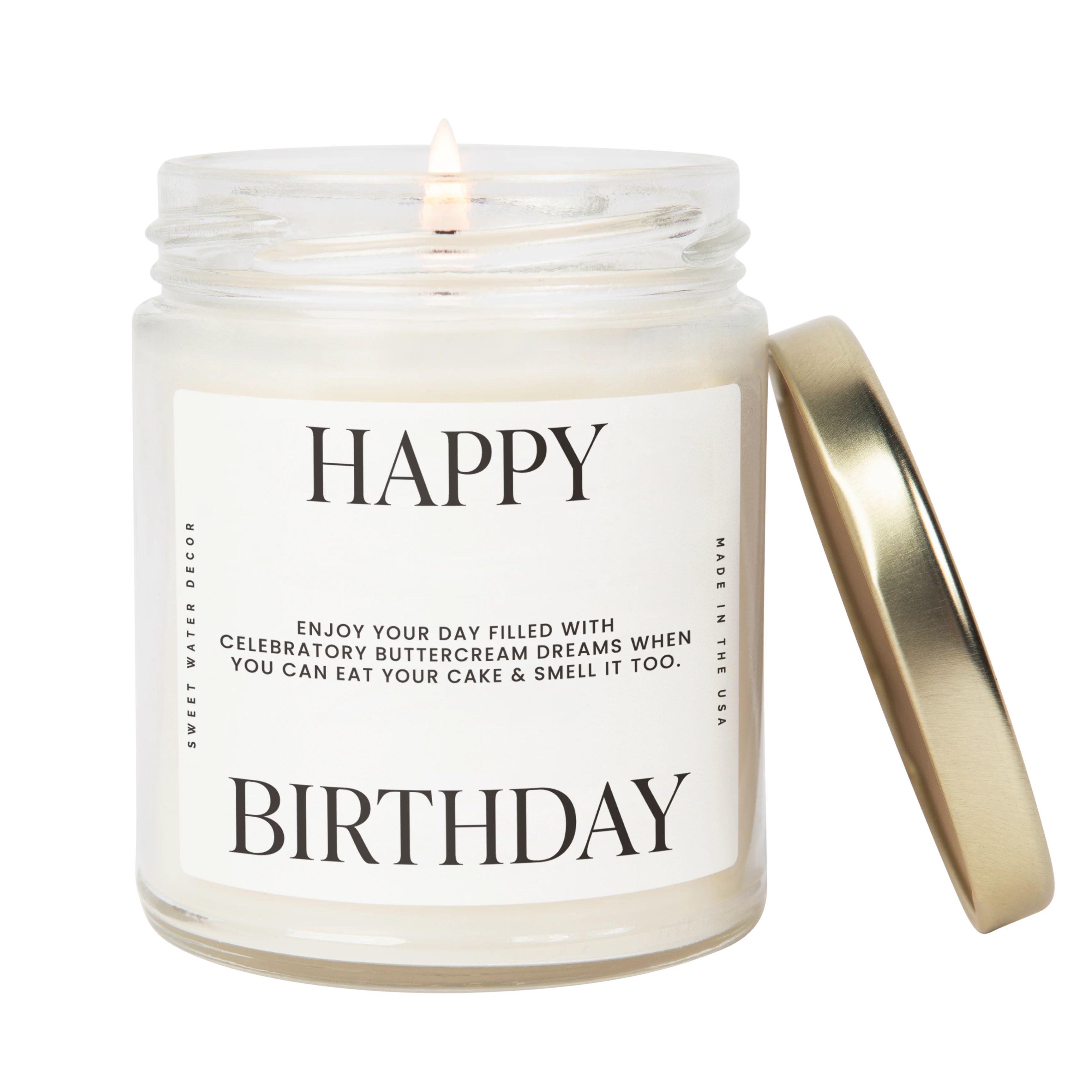 Happy Birthday Soy Candle - Large Quote Label - 9 oz | Sweet Water Decor, LLC