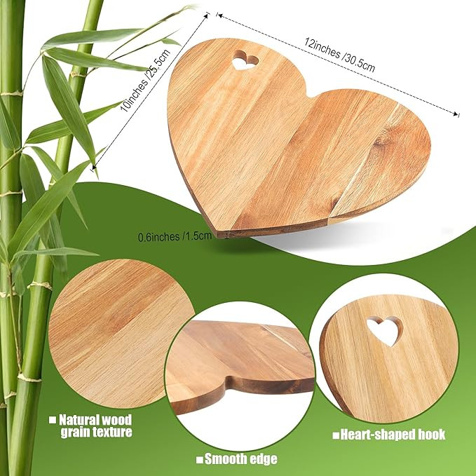 Heart Shaped Cutting Board, Acacia Wood Bread Board Cheese Serving Platter Serving Charcuterie Bo... | Amazon (US)