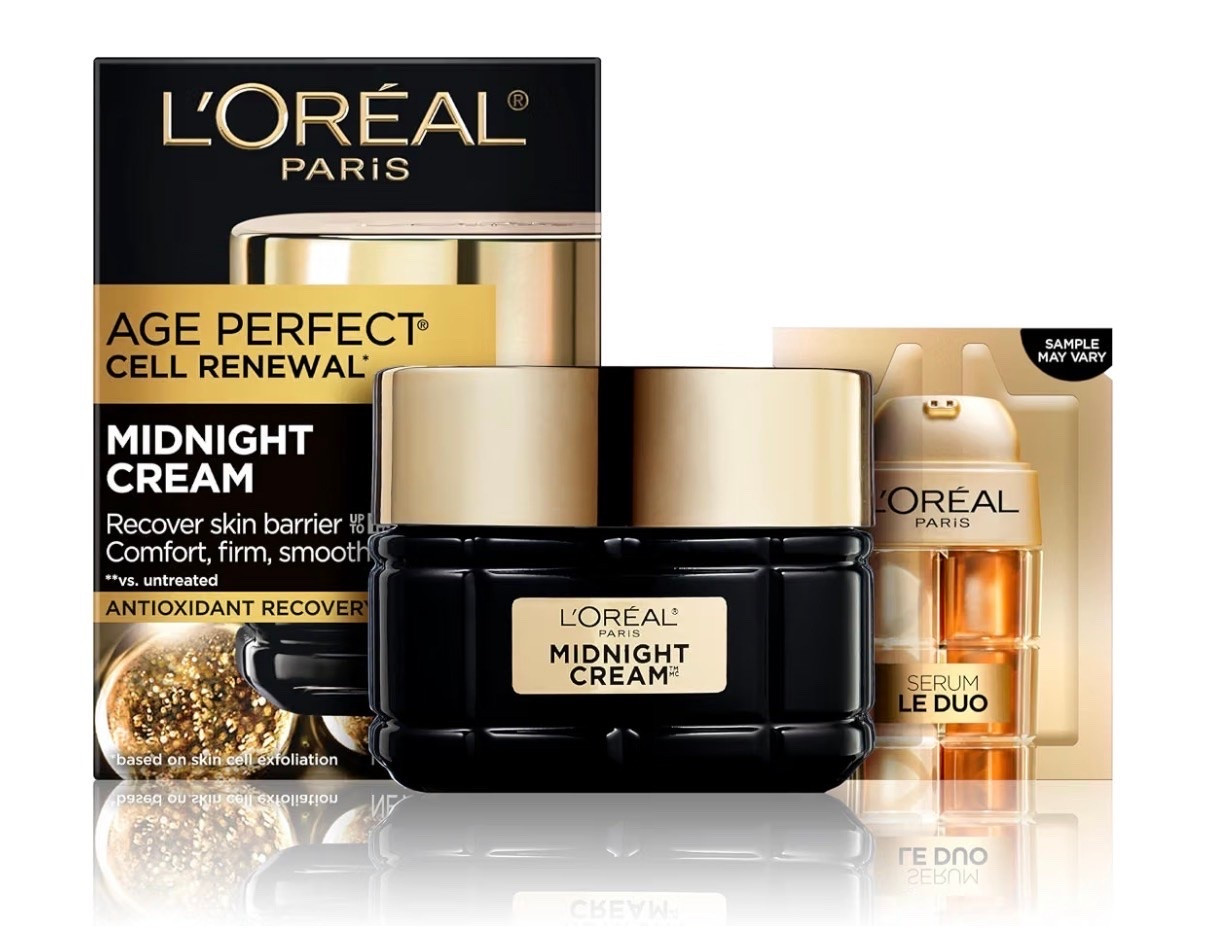 L'Oreal Paris Age Perfect Anti-Aging Midnight Cream 1.7 Oz + Serum Sample
Face Moisturizer with Vitamin E and Antioxidants, Non-Greasy Night Face Cream, Reduces Wrinkles and Firms Skin

Amazon prime day beauty sale