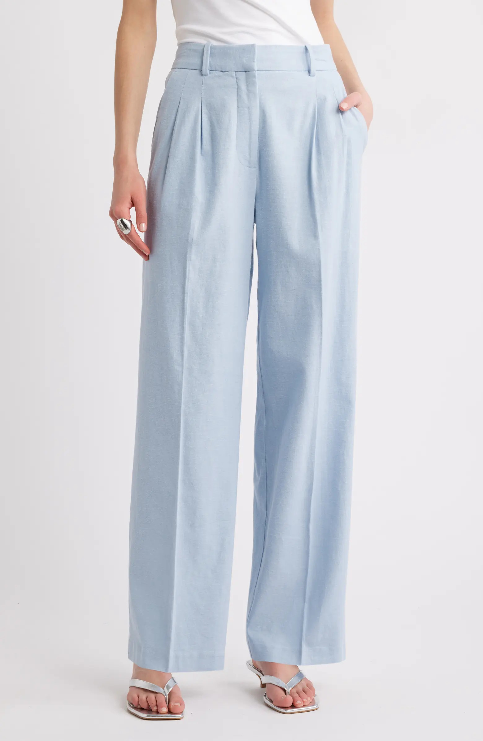 Open Edit Everyday Linen Blend Pants | Nordstrom | Nordstrom