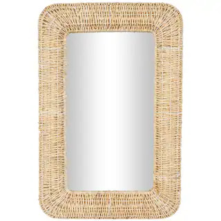47" Beige Brown Handmade Rattan Woven Wall Mirror | Michaels Stores