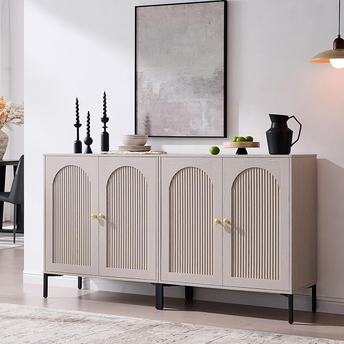 IFGET 61.75"W Modern Arch Sideboard Buffet Cabinet with Storage, Light Grey | Amazon (US)