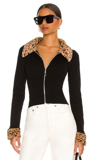 Natalie Knit Zip Cardigan in Black | Revolve Clothing (Global)