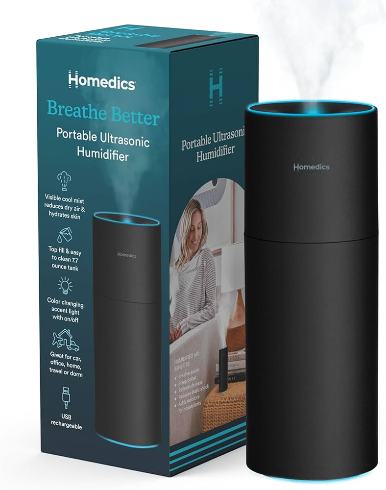 Homedics Portable Humidifier - Small Air Humidifiers for Bedroom, Plants, Office, Travel - Cool M... | Amazon (US)