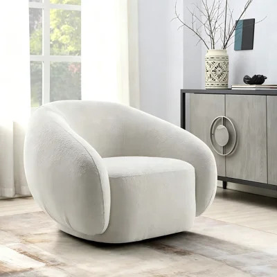 Beige Boucle Curved Accent Chair | Wayfair North America