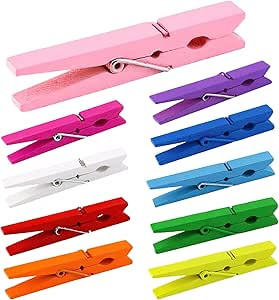Clothes Pins, Colored Clothespins 50 PCS 2.9" Natural Birchwood Close Pins, Strong Grip, Colorful... | Amazon (US)