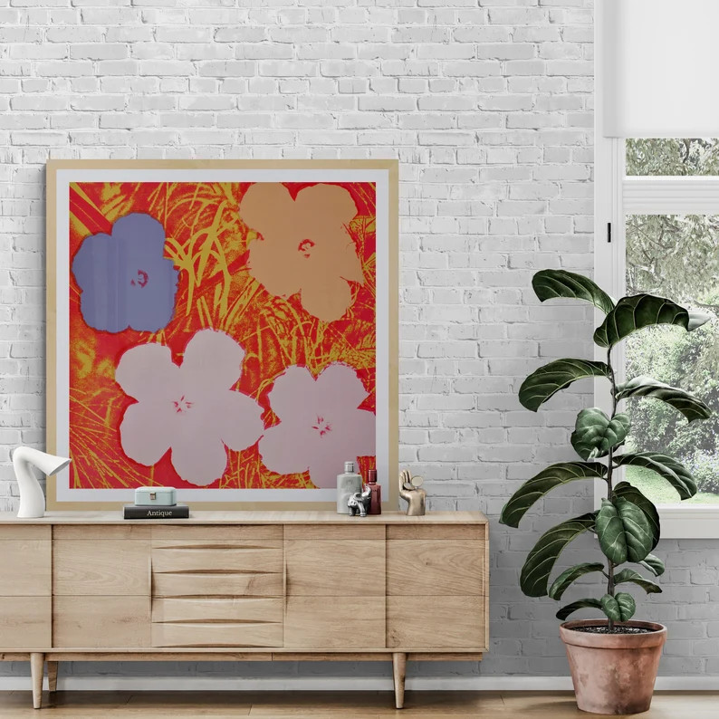 Colorful Flowers l Warhol l Pop Art | Canvas or Print (Framed /Unframed and Mat/No Mat) | Etsy (US)