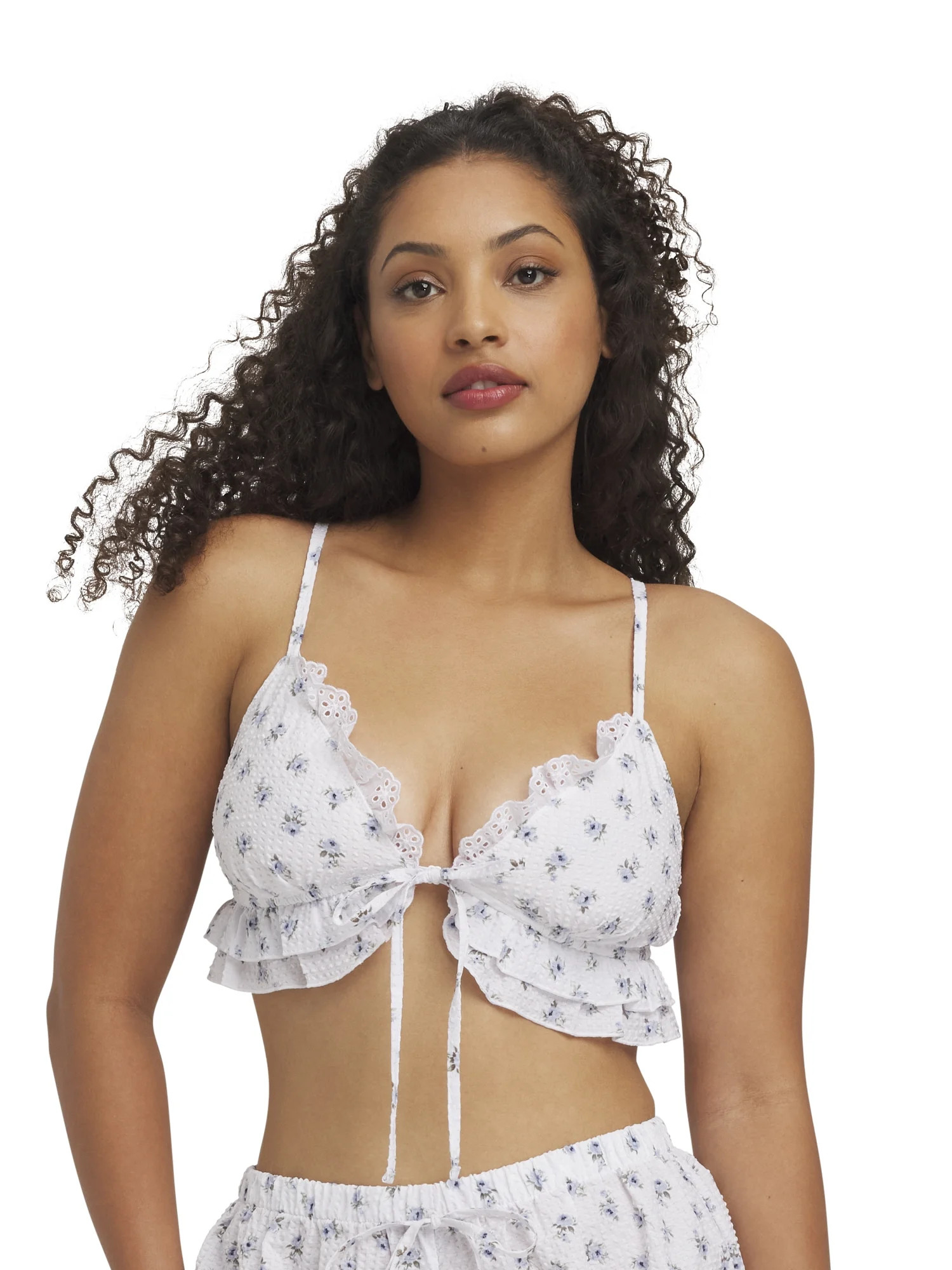 Mills by Millie Bobby Brown Women's Seersucker Flutter Bralette, Sizes XS-XXXL | Walmart (US)