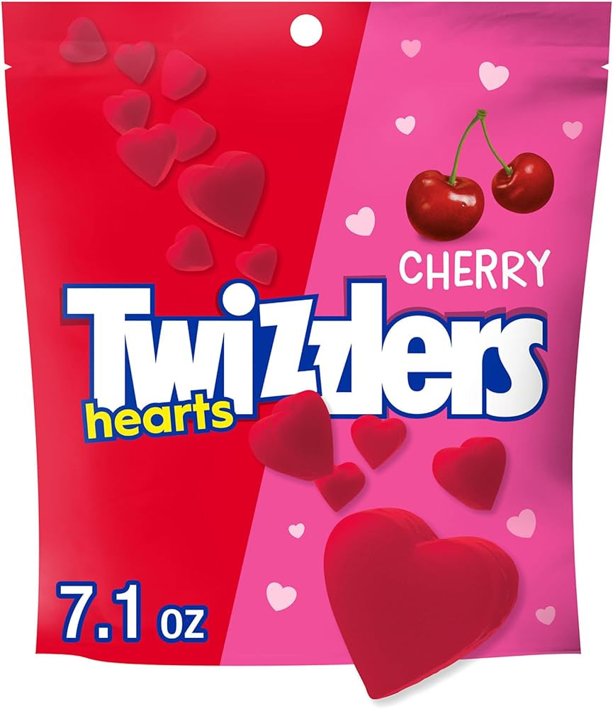 TWIZZLERS Cherry Flavored Hearts Chewy, Valentine's Candy Bag, 7.1 oz | Amazon (US)