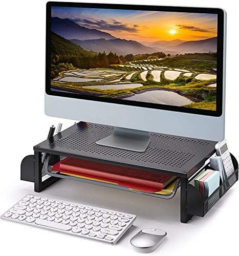 Simple Trending Metal Monitor Riser Stand and Computer Desk Organizer with Drawer, Black | Amazon (US)