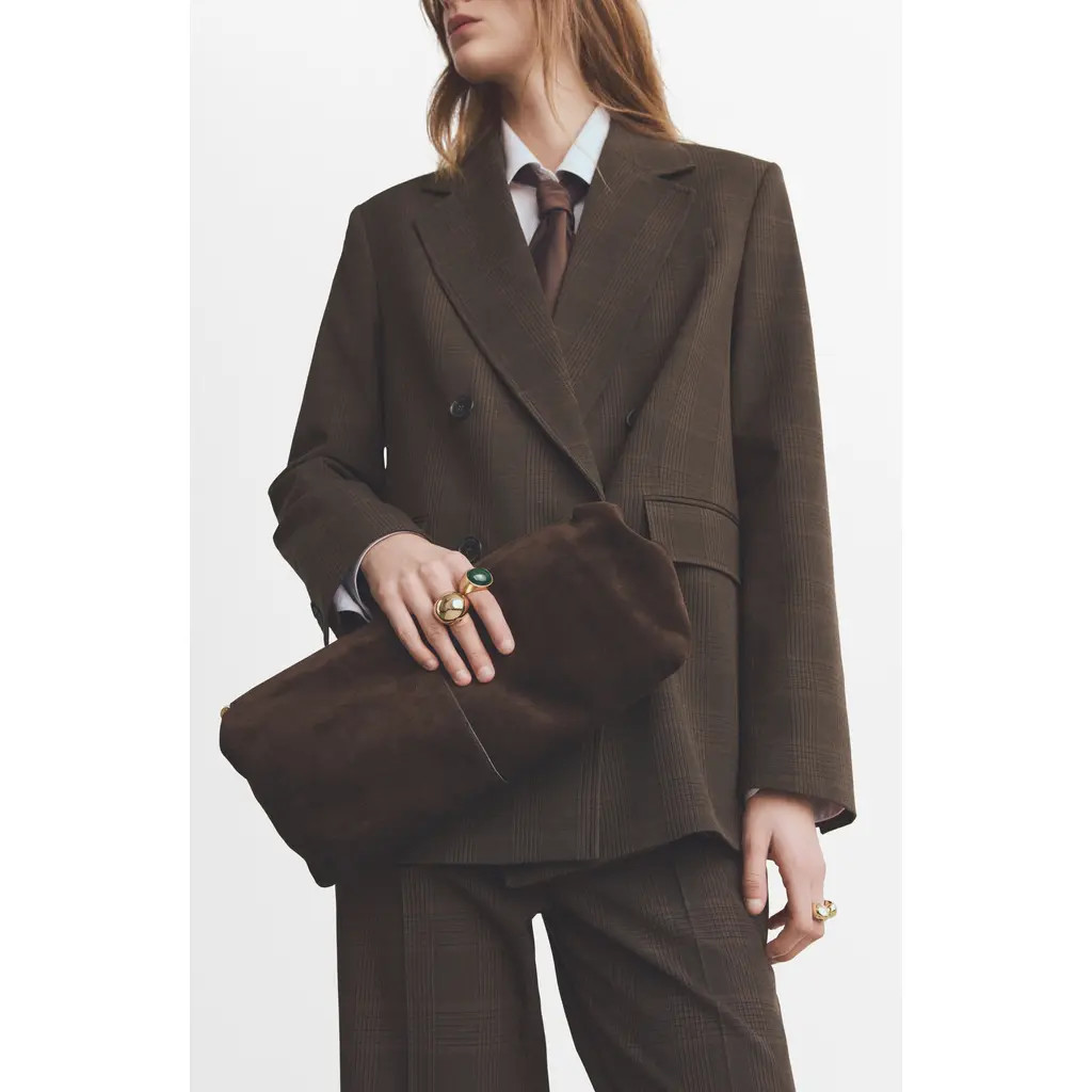 MANGO Double Breasted Suit Jacket in Brown at Nordstrom, Size Large | Nordstrom