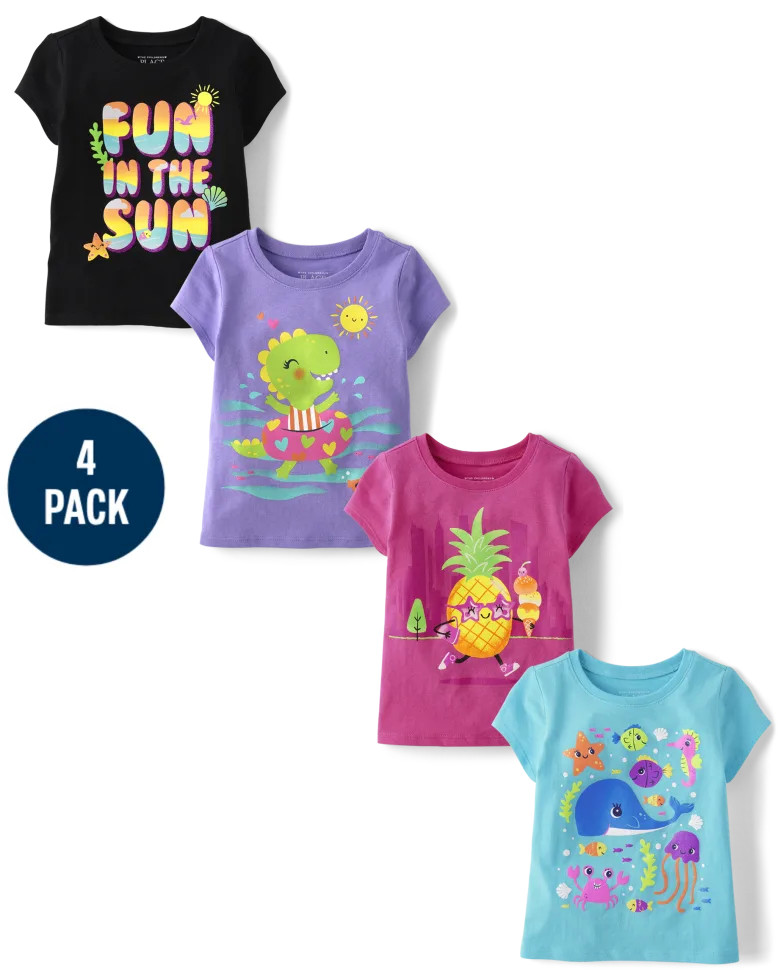 Baby And Toddler Girls Summer Graphic Tee 4-Pack - multi clr | The Children's Place