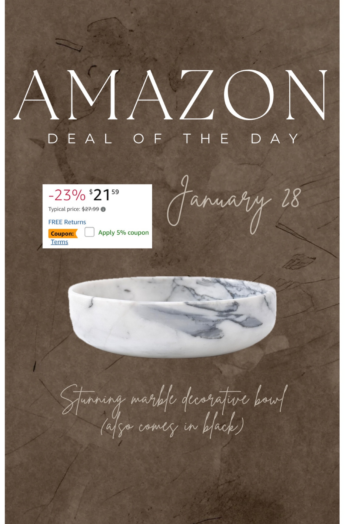 Deal of the Day- Marble decorative bowl

#LTKHome #LTKSeasonal #LTKGiftGuide