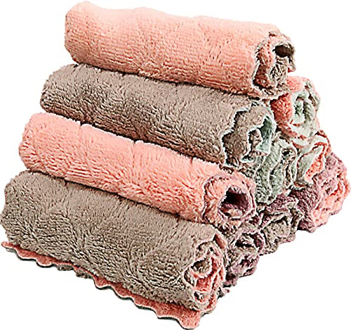 10 Pack Kitchen Cloth, Microfiber Dish Towels Washcloths, Super Absorbent Coral Velvet Dishtowels... | Amazon (US)