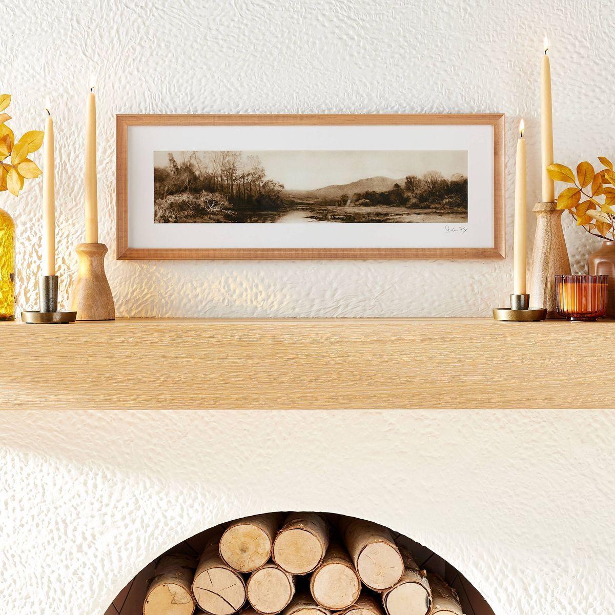 9"x24" Tranquil River Scape Panoramic Framed Wall Art - Hearth & Hand™ with Magnolia | Target