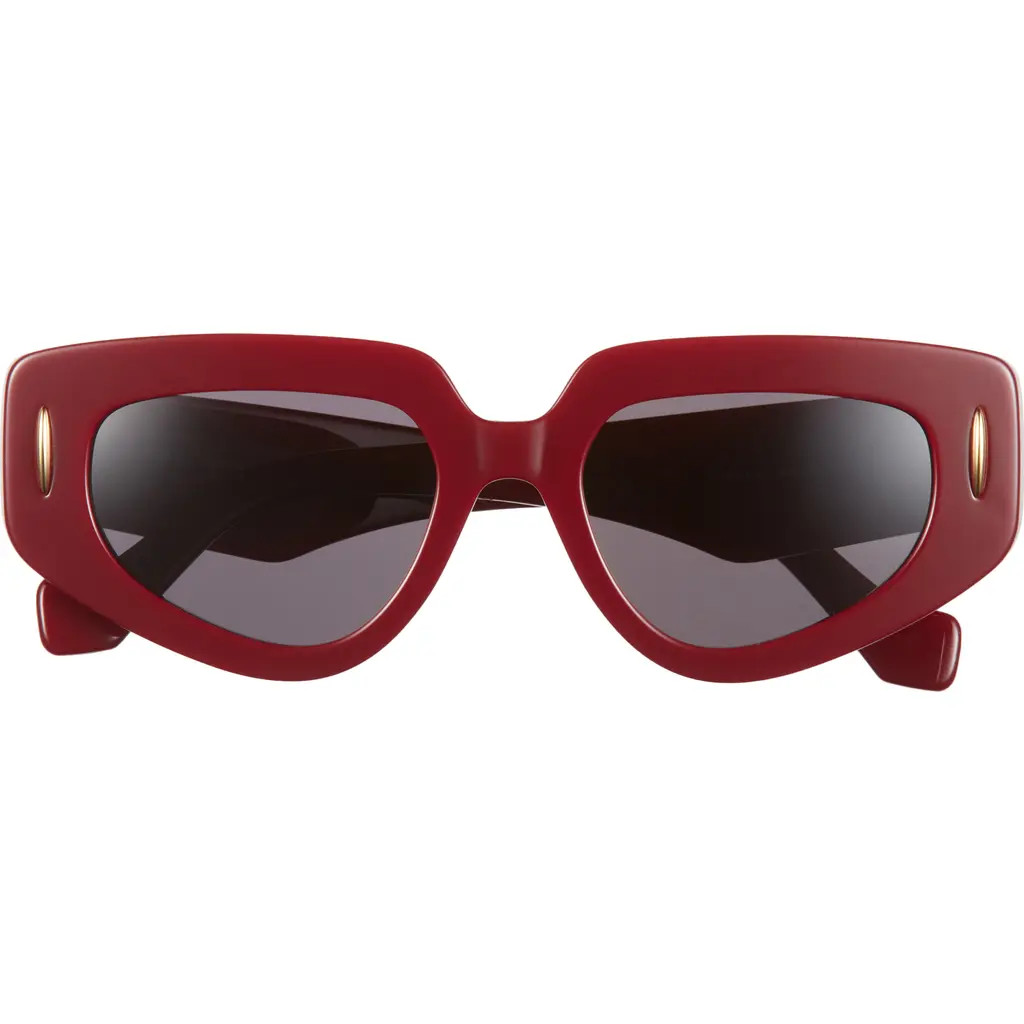Loewe Anagram 51mm Geometric Sunglasses in Shiny Red/smoke at Nordstrom | Nordstrom