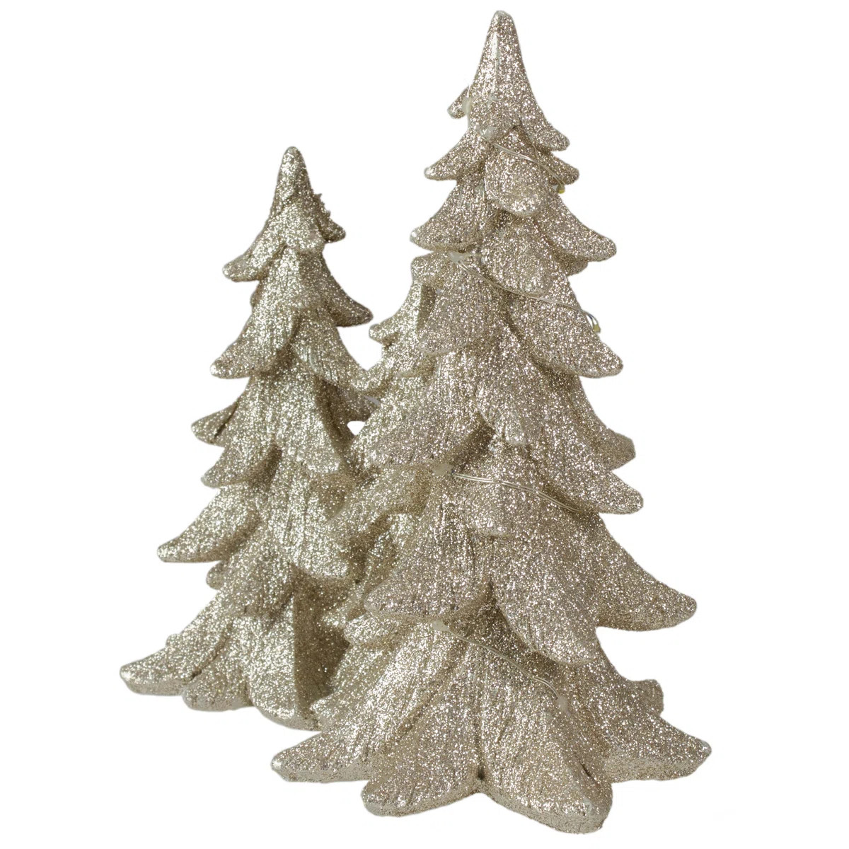 7.5" LED Lighted Champagne Gold Glittered Christmas Trees Decoration Warm White Lights | Wayfair North America