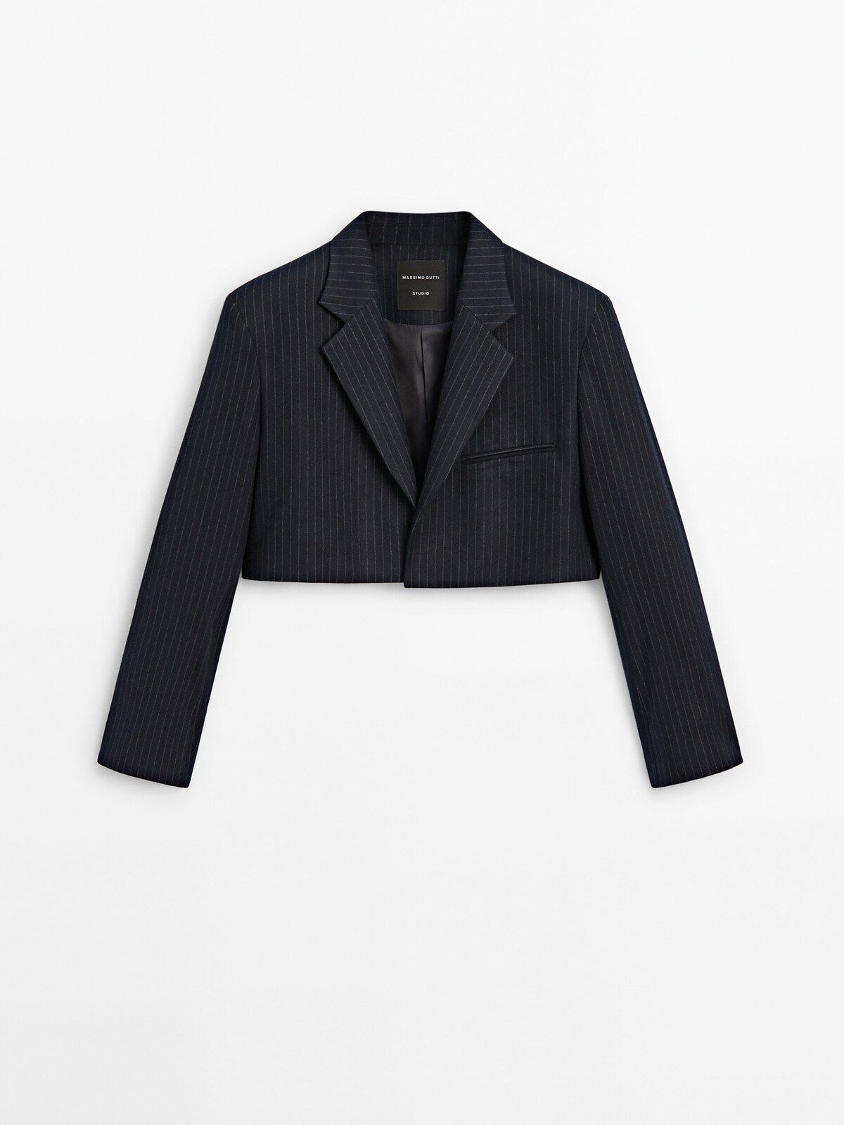 Pinstriped cropped blazer - Studio | Massimo Dutti (US)
