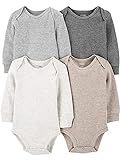 Simple Joys by Carter's Unisex Babies' Long-Sleeve Thermal Bodysuits, Pack of 4, Grey/Oatmeal/Beige, | Amazon (US)