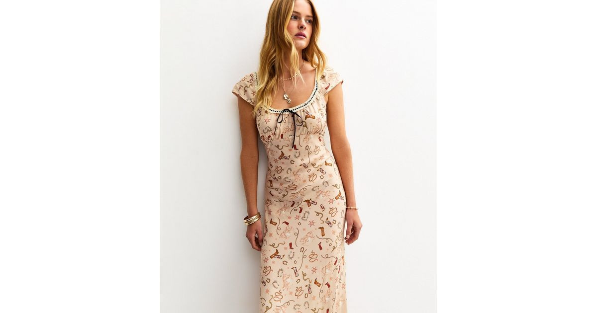 Pink Cowboy Print Scoop Neck Midi Dress | New Look | New Look (UK)