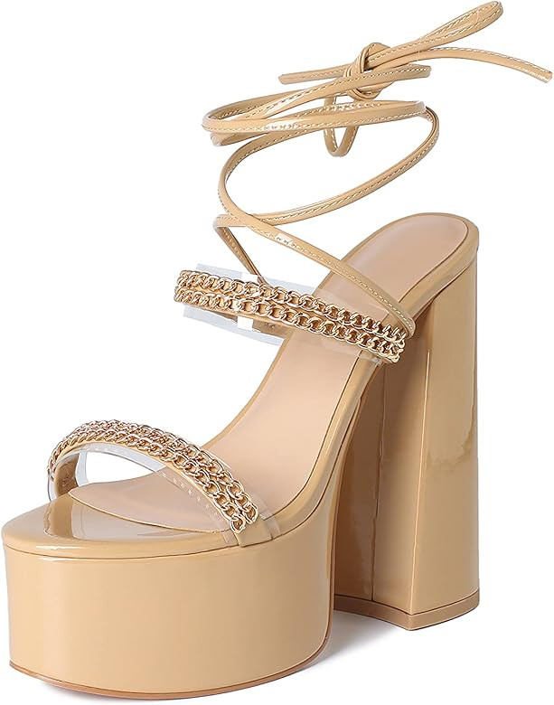 SUPERMOON Women's Platform High Heels Sandals Sexy Block Chunky Thick 5.7inch Heeled Sandals Shoe... | Amazon (US)