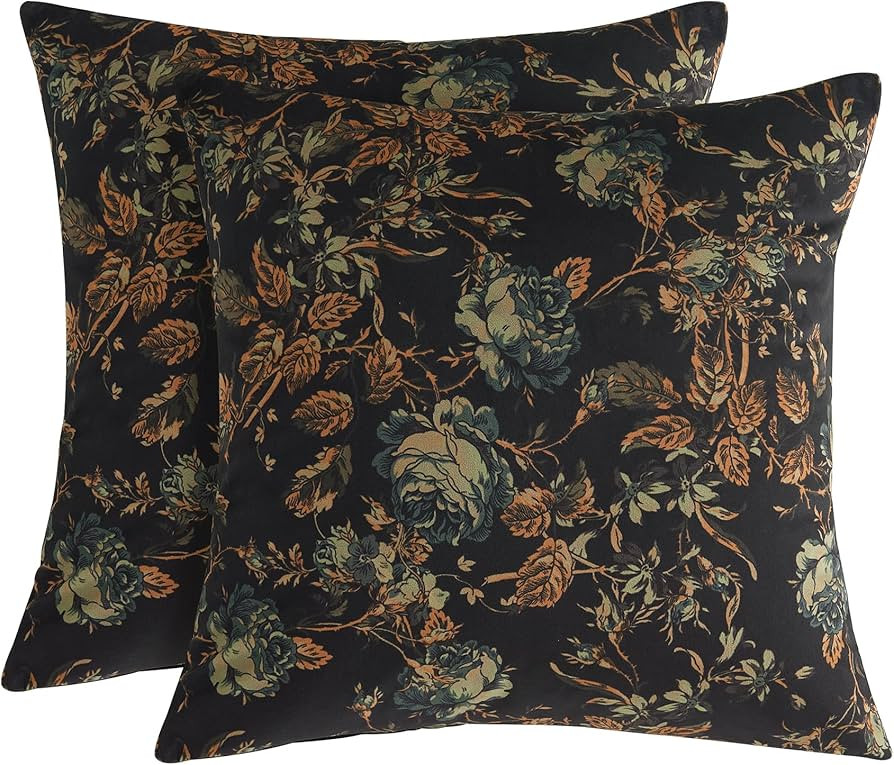 StangH Soft Floral Velvet Throw Pillow Covers for Living Room, 18x18 Vintage Print Flower Decorat... | Amazon (US)