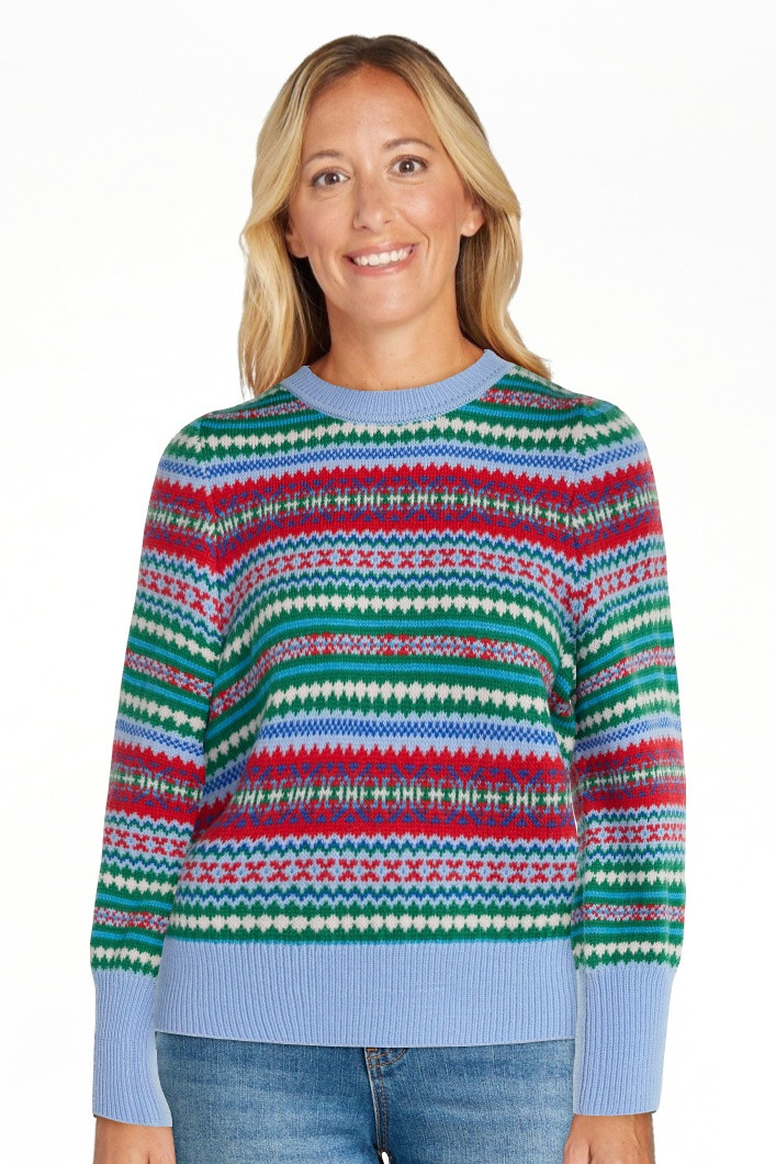Free Assembly Women's and Women’s Plus Fair Isle Pullover Sweater with Tall Cuffs, Midweight, S... | Walmart (US)