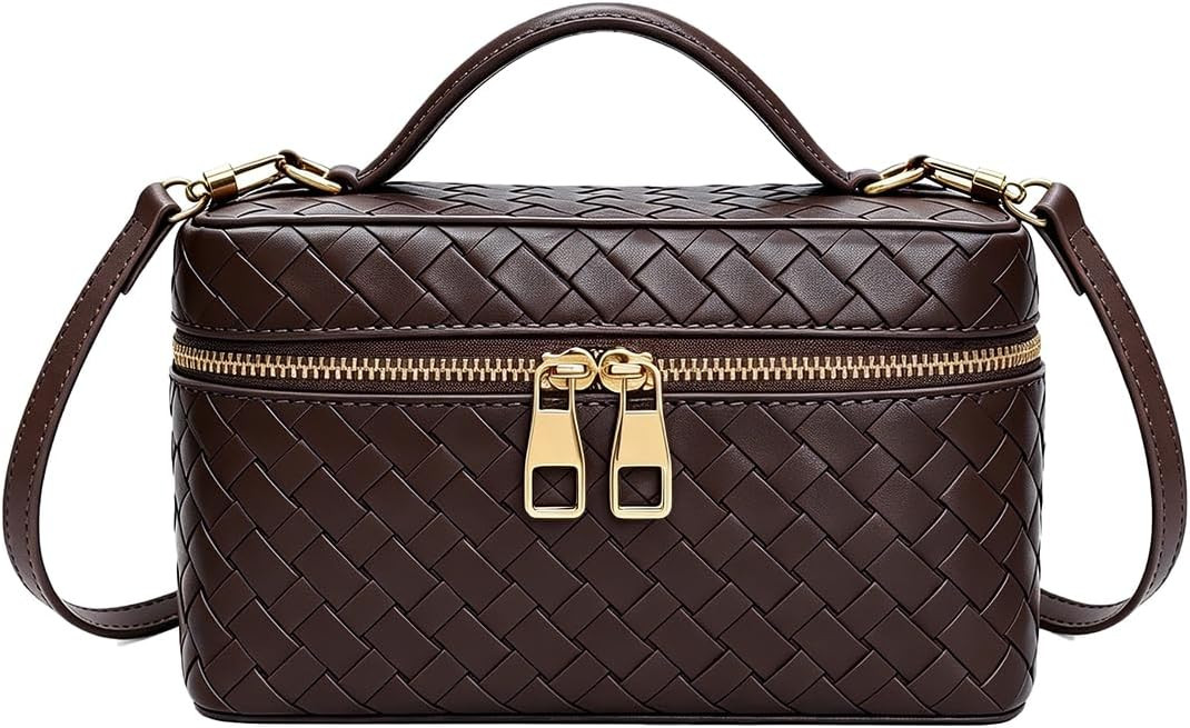 Women's Square Box Crossbody Purse Mini Woven L19 Satchel Bag Trendy PU Leather Shoulder Handbag with Adjustable Strap | Amazon (UK)