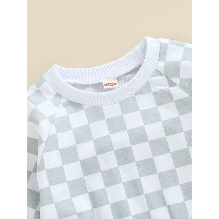 Eyicmarn Infant Baby Unisex Casual Romper, Long Sleeve Checkerboard Printed Round Neck Triangle B... | Walmart (US)