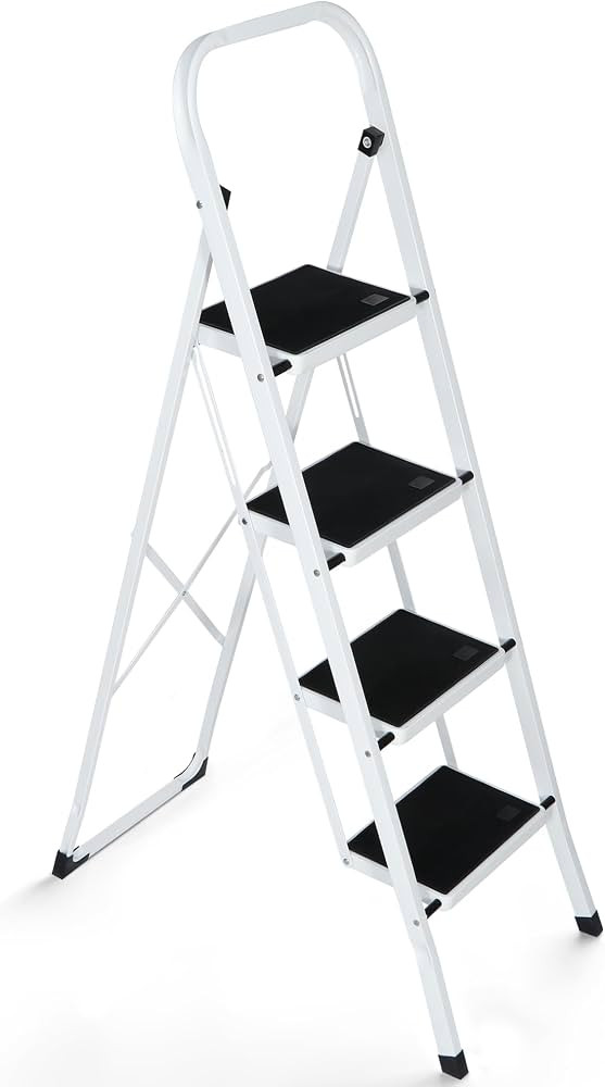 JungleA 4 Step Ladder Portable Folding Step Stool for Adult,w/Wide Anti-Slip Pedal, 330 lbs Load ... | Amazon (US)