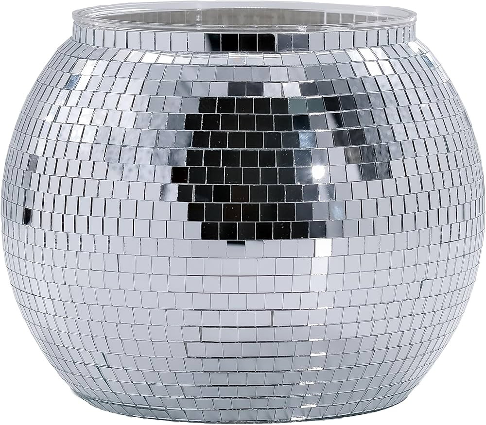 Disco Ice Bucket for Cocktail Bar, Mirror Silver Disco Ball Decor, Retro Party Accessories, 8.8 I... | Amazon (US)