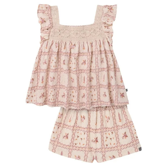 Modern Moments by Gerber Baby and Toddler Gril Square Neck Ruffle Outfit Set, 2-Piece, Sizes 0/3 ... | Walmart (US)