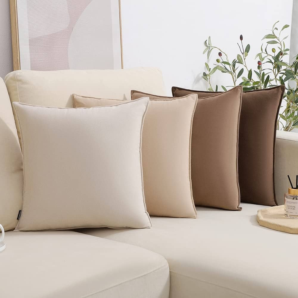 WEMEON Velvet Throw Pillow Covers 18x18 Set of 4,Solid Color Pillows Soft Decorative Square Couch... | Amazon (US)