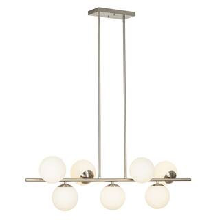 Alsy 7-Light Brushed Nickel Island Pendant with Globe Glass Shades-23226-001 - The Home Depot | The Home Depot