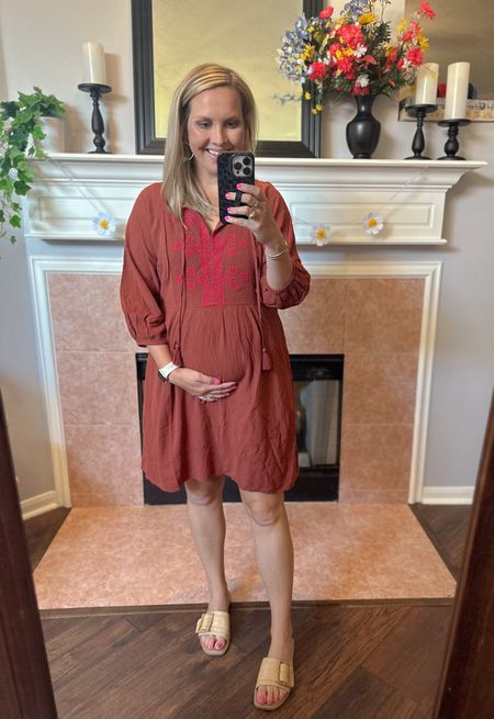 Calling all Teachers!!! 🍎🍎 This is the perfect dress from @targetstyle to start the new school year. I’m wearing my normal size small, despite being 20 weeks pregnant. 

Work outfits, teacher outfits, summer dress, Target style, midi dress, Target, maternity, bump style 

#LTKBacktoSchool #LTKworkwear #LTKFind