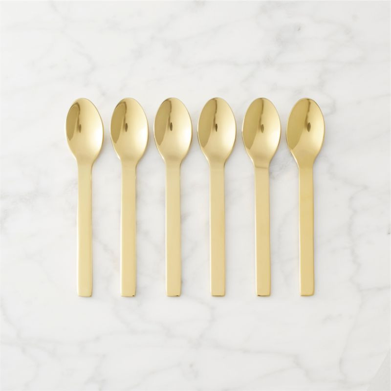Mini Gold Cocktail Spoons Set of 6 + Reviews | CB2 | CB2