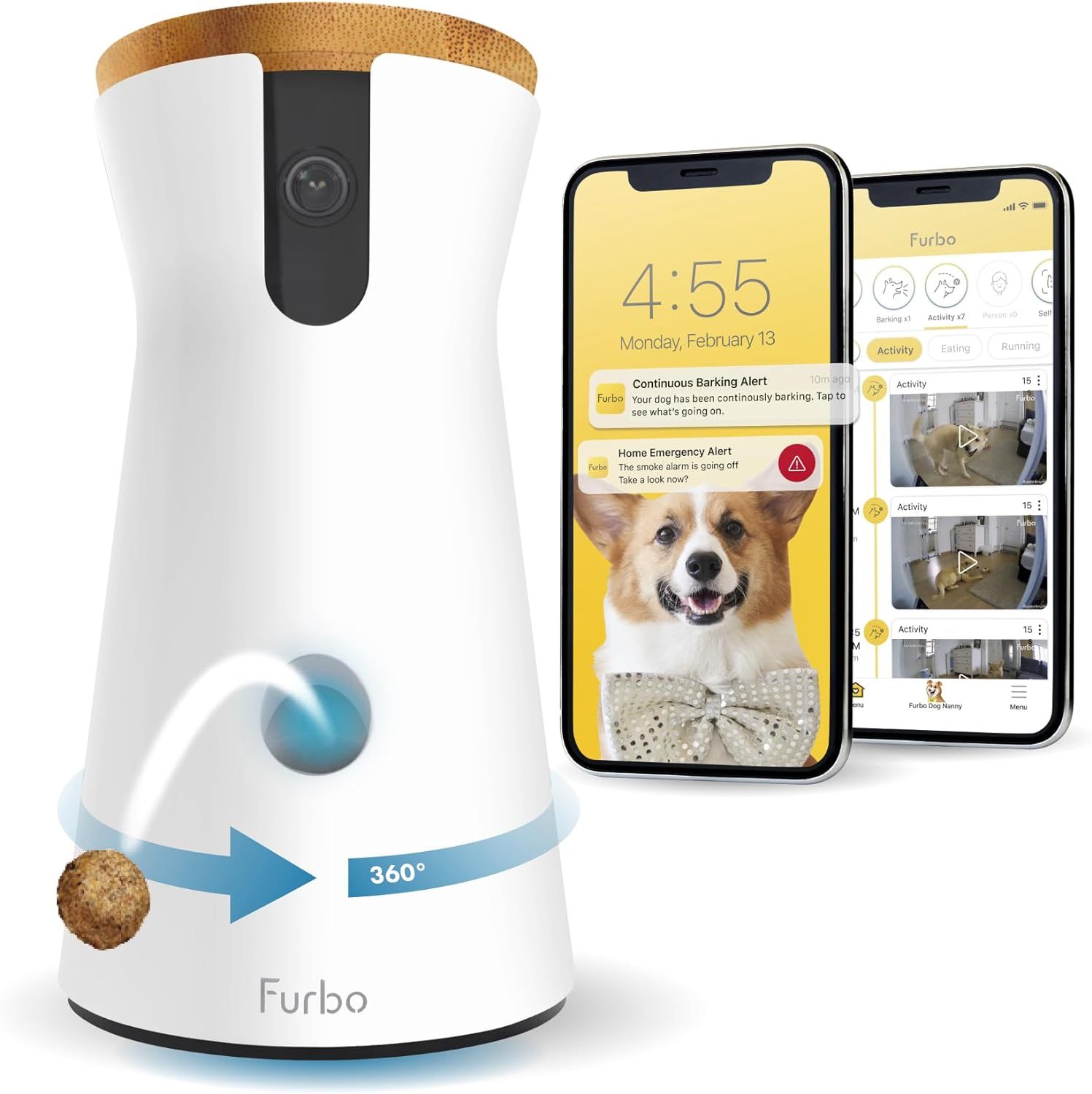 Furbo 360° Rotating Smart Dog Camera Treat Dispenser w/Subscription Required: Home Emergency Ale... | Amazon (US)