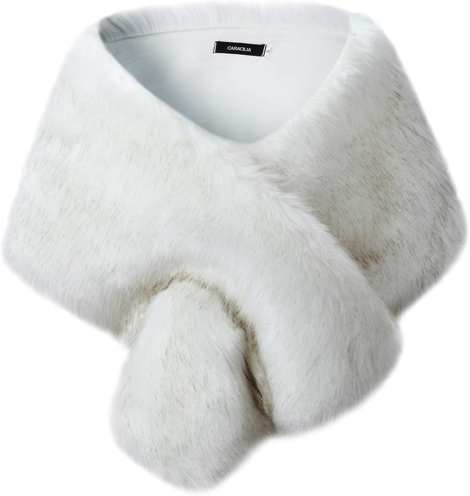 Caracilia Women's Faux Fur Shawl Wraps Stole Cloak Coat Sweater Cape for Evening Party/Bridal/Wed... | Amazon (US)