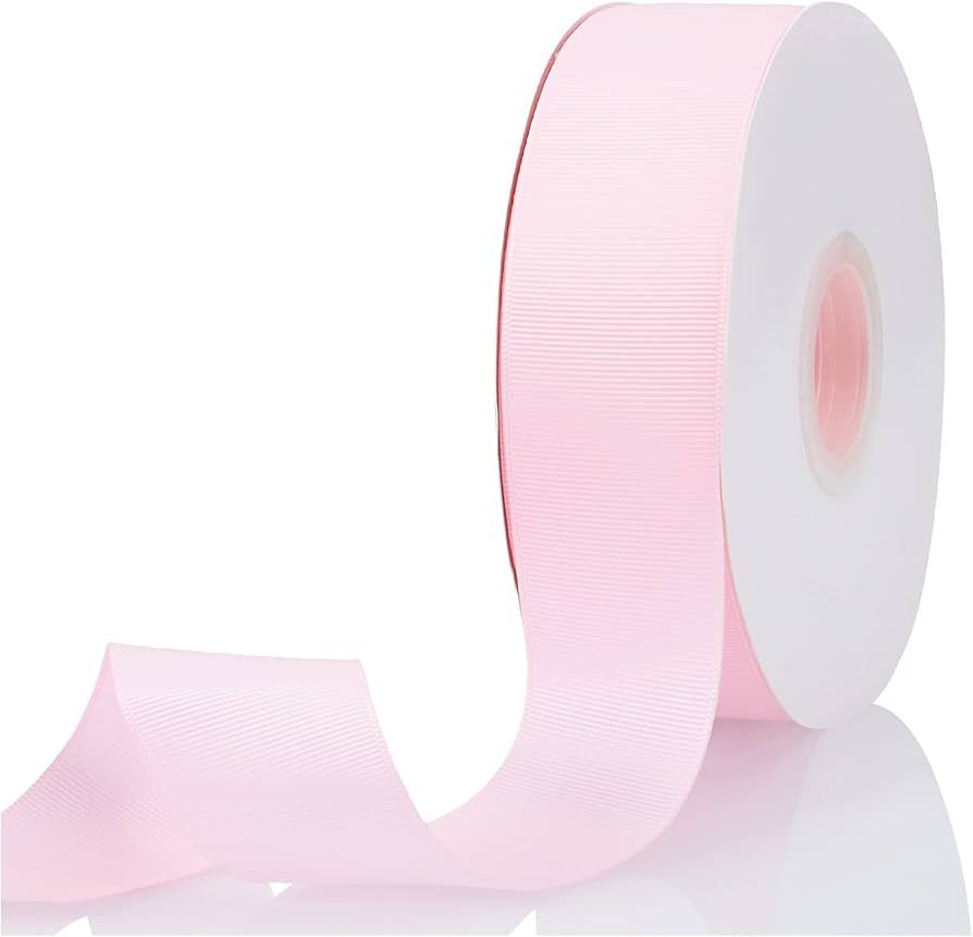 Baby Pink 1-1/2" X 50 Yards Solid Color Double Faced Grosgrain Ribbon for Gifts Wrapping, Wedding... | Amazon (US)