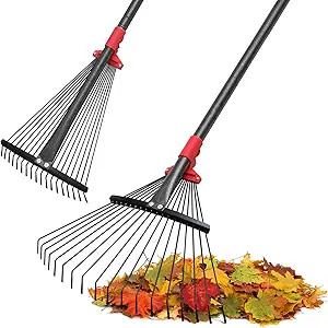 Rake, Adjustable Rake for Leaves with 9”-17” Rake Head, Rakes for Lawns Heavy Duty, 60 in Gar... | Amazon (US)