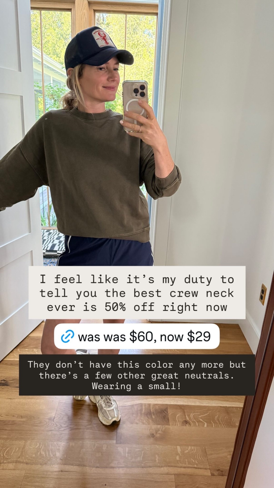 I feel like it’s my duty to tell you the best crew neck ever is 50% off right now They don’t have this color any more but there’s a few other great neutrals. Wearing a small!