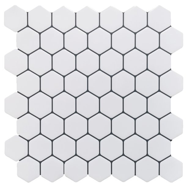 Crystiles Hexagon White, Glossy 12in x 12in  Peel and Stick Vinyl Backsplash Tile, Pro Series Thi... | Walmart (US)