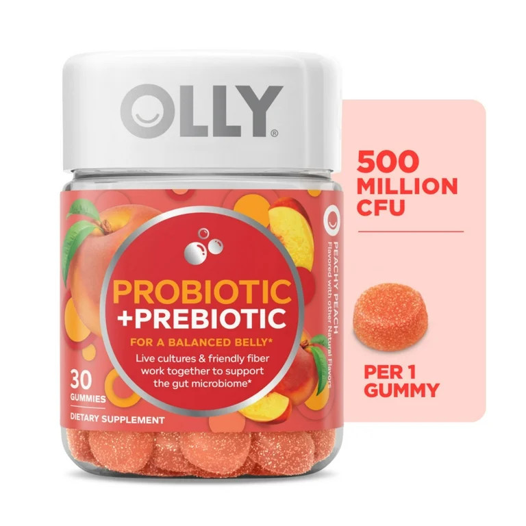 OLLY Probiotic + Prebiotic Fiber Gummy, Digestive + Gut Health Supplement for Adults, Peach, 30 C... | Walmart (US)